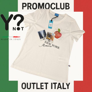 Дамска тениска Y Not?, размер S, бяла с камъчета, 100% памук, Италия